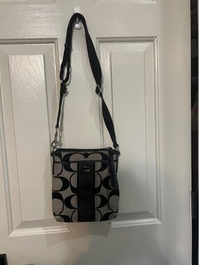 Coach Black and Beige Signature Crossbody Bag